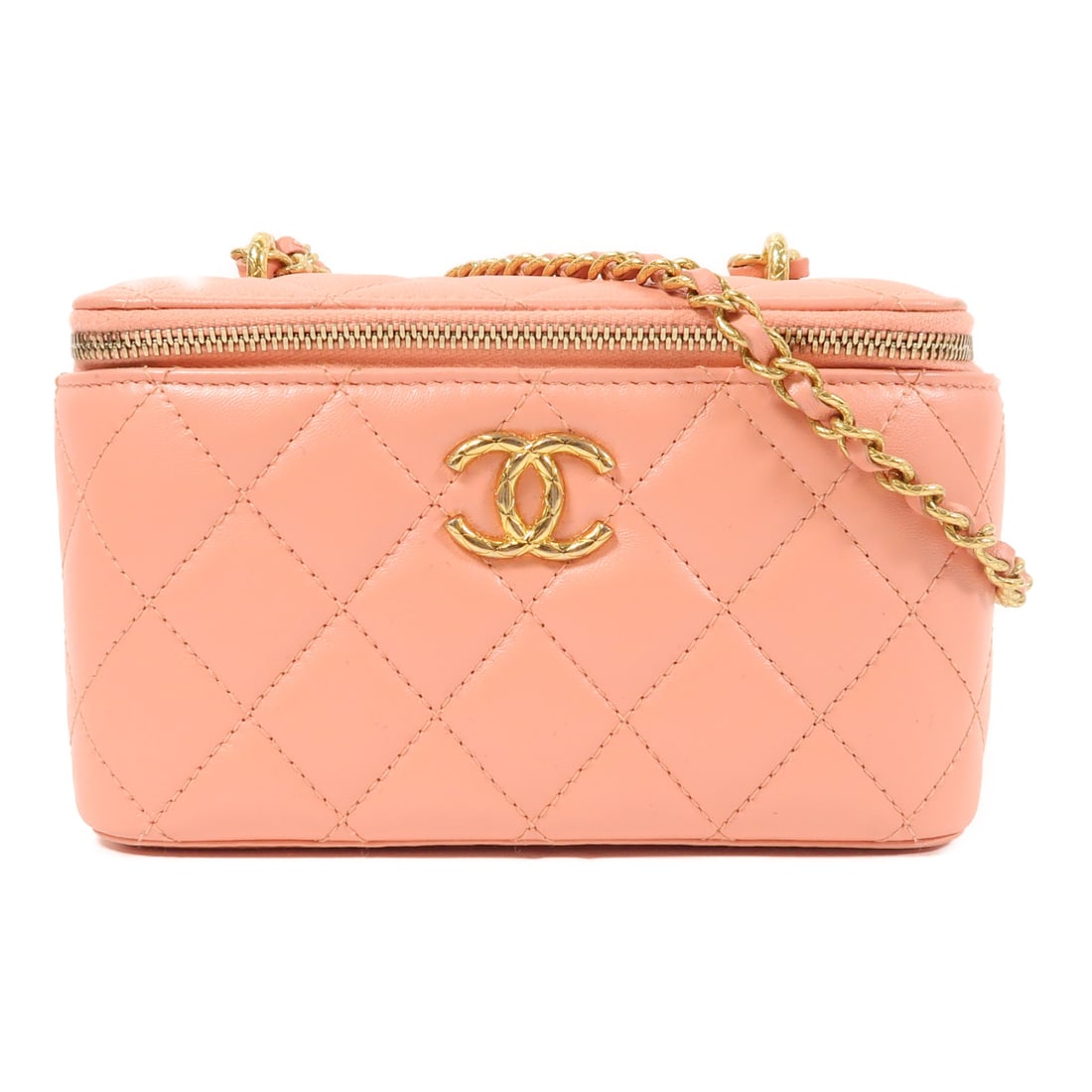 CHANEL Pink Pink Sheepskin Leather Vanity Case Golden Cross Shoulder Back Bag Shoulder Bag Lambskin (1 of 14)
