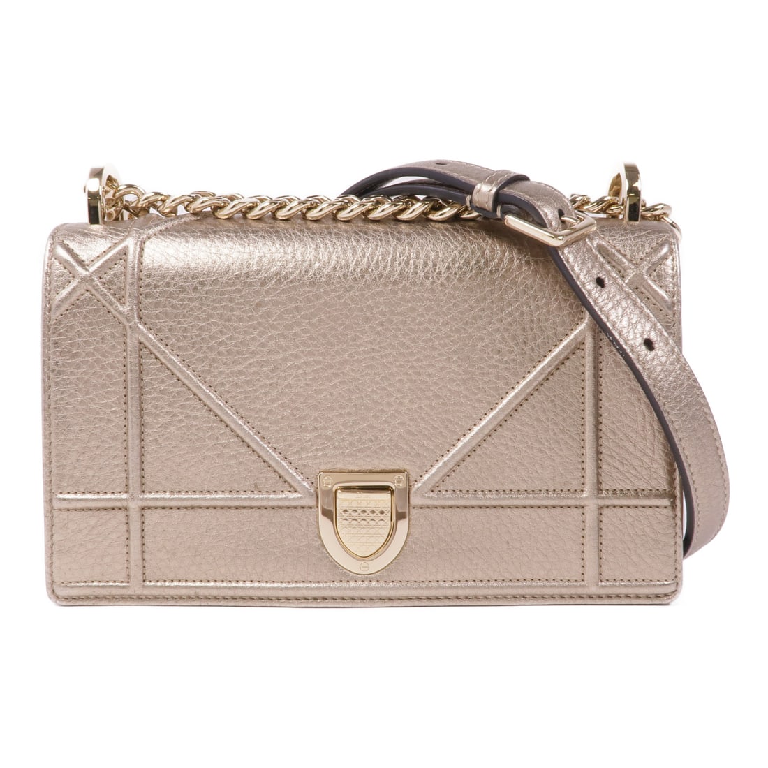 Dior Cowhide leather Diorama golden crosshair shoulder bag Shoulder Bag Gold Gold Calfskin (cowhide) (1 of 16)