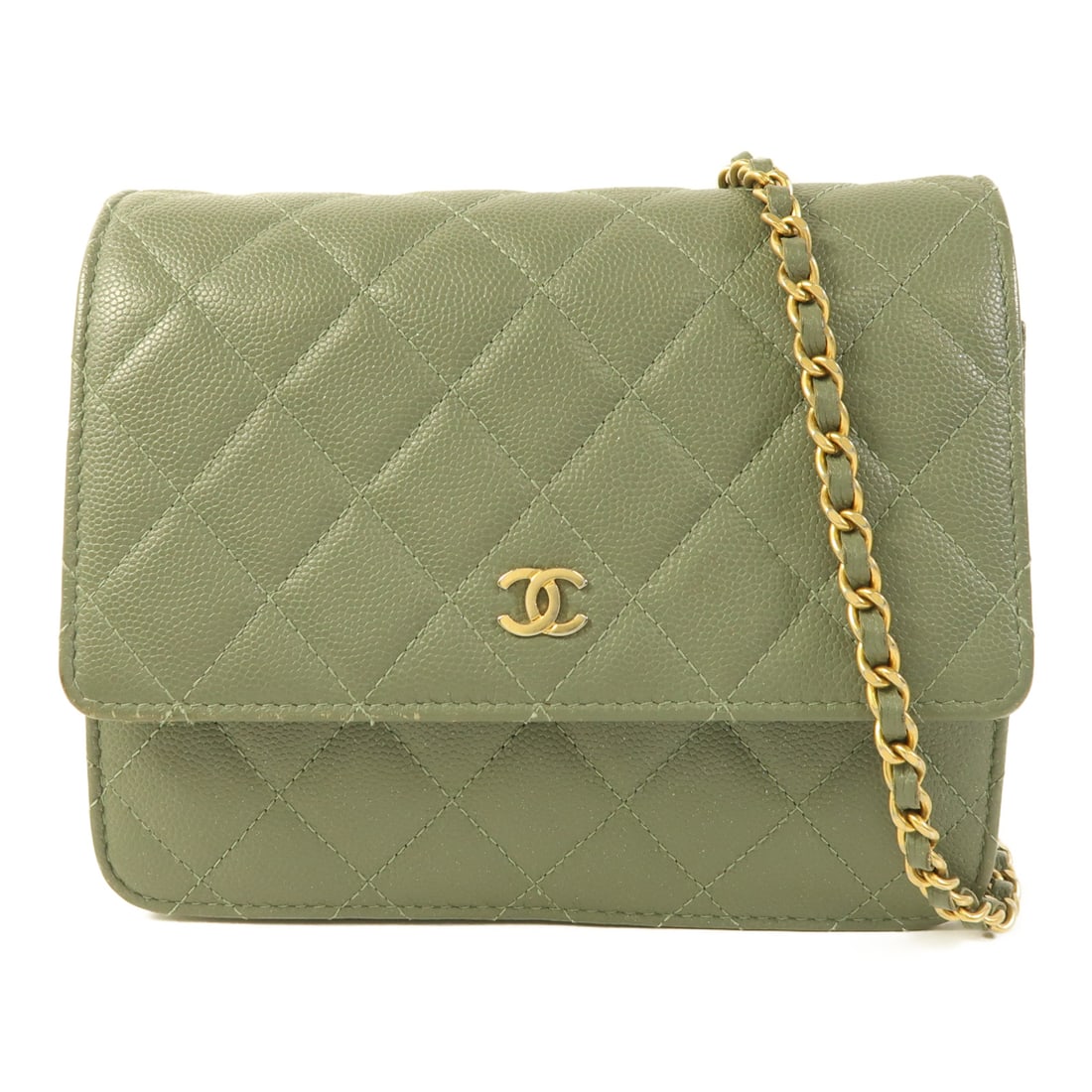 CHANEL Green Green Cowhide leather Classic Square WOC golden cross shoulder bag Shoulder Bag (1 of 20)