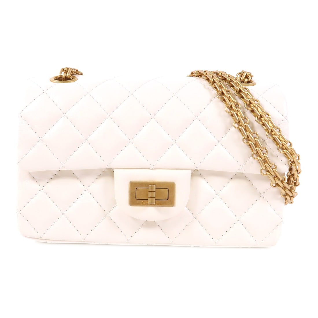 CHANEL White White Cowhide Leather 2.55 7.9 Chain Shoulder Bag Shoulder Bag Calfskin (cowhide) (1 of 14)
