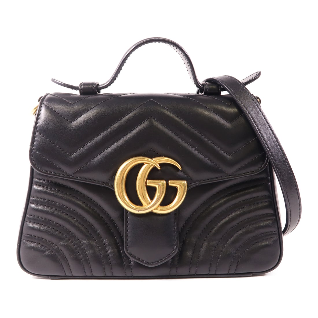 GUCCI Sheepskin Leather GG Marmont Hand-Handed Shoulder and Back Bag 2wayShoulder Bag Black B (1 of 13)