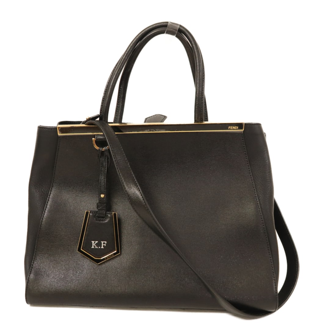 FENDI Cowhide leather 2 Jours hand-milled bag for shoulder and back black color Shoulder Bag (1 of 12)
