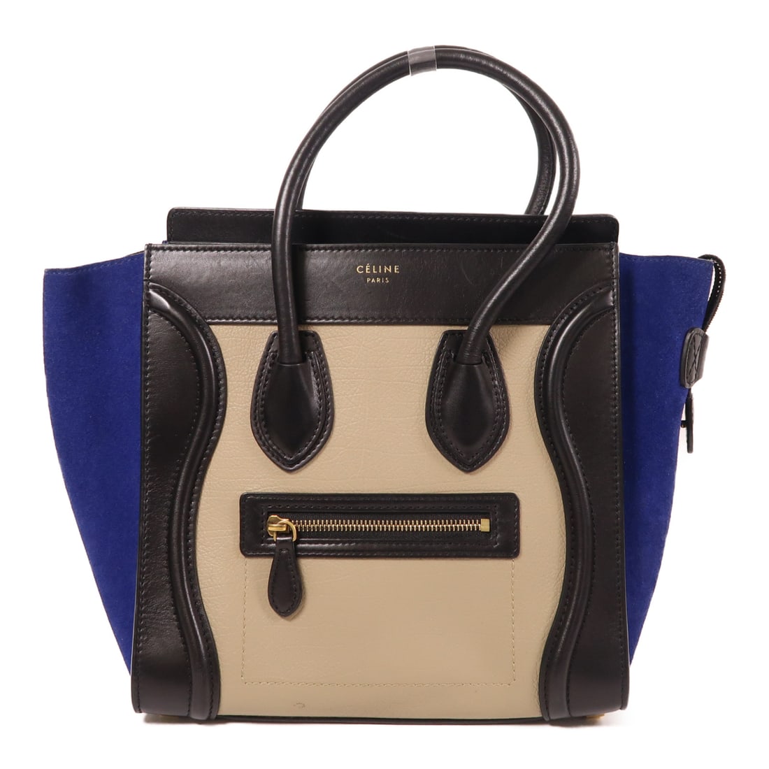 CELINE Cowhide Leather/Ninhide Leather Micro Luggage Handmade Bag Handbag Black Blue BK/Blue C: Item Name: CELINE Cowhide Leather/Ninhide Leather Micro Luggage Handmade Bag Handbag Black Blue BK/Blue C Brand: CELINE Model No.: Size: x W:26cmH:26cm x D:13cm(W:10.2 inch x H:10.2 inch x D:5.1 inch