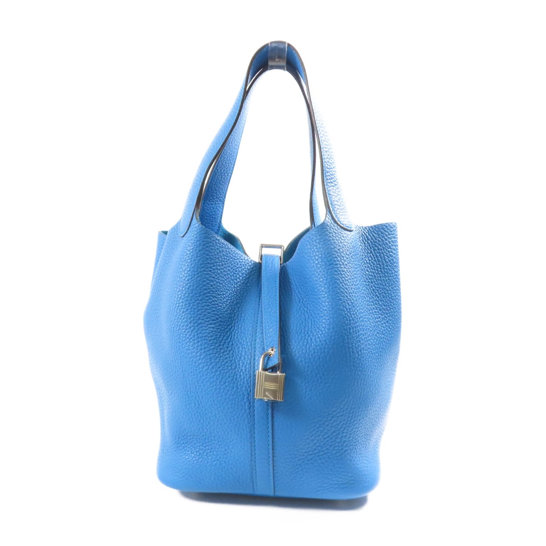 HERMES Clemence Leather Picotin MM Ginpaku Handmade Bag Mykonos Tote Bag Mykonos Blue Blue Tau (1 of 13)