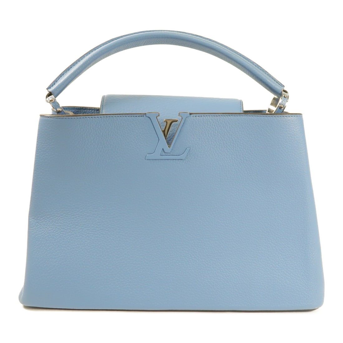 LOUIS VUITTON Cowhide Leather Capucines MM Ginpaku Hand-Hound Bag Blue Blue Blue Jean Handbag M488: Item Name: LOUIS VUITTON Cowhide Leather Capucines MM Ginpaku Hand-Hound Bag Blue Blue Blue Jean Handbag M488 Brand: LOUIS VUITTON Model No.: M48868 Size: x W:35cmH:23cm x D:14cm(W:13.8 inch x H:9.1 i