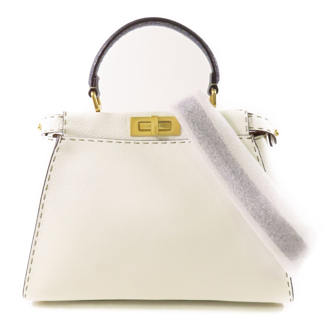 FENDI Cowhide Leather Peekaboo Hand-Handed Shoulder and Back Bag 2wayShoulder Bag White White (1 of 15)