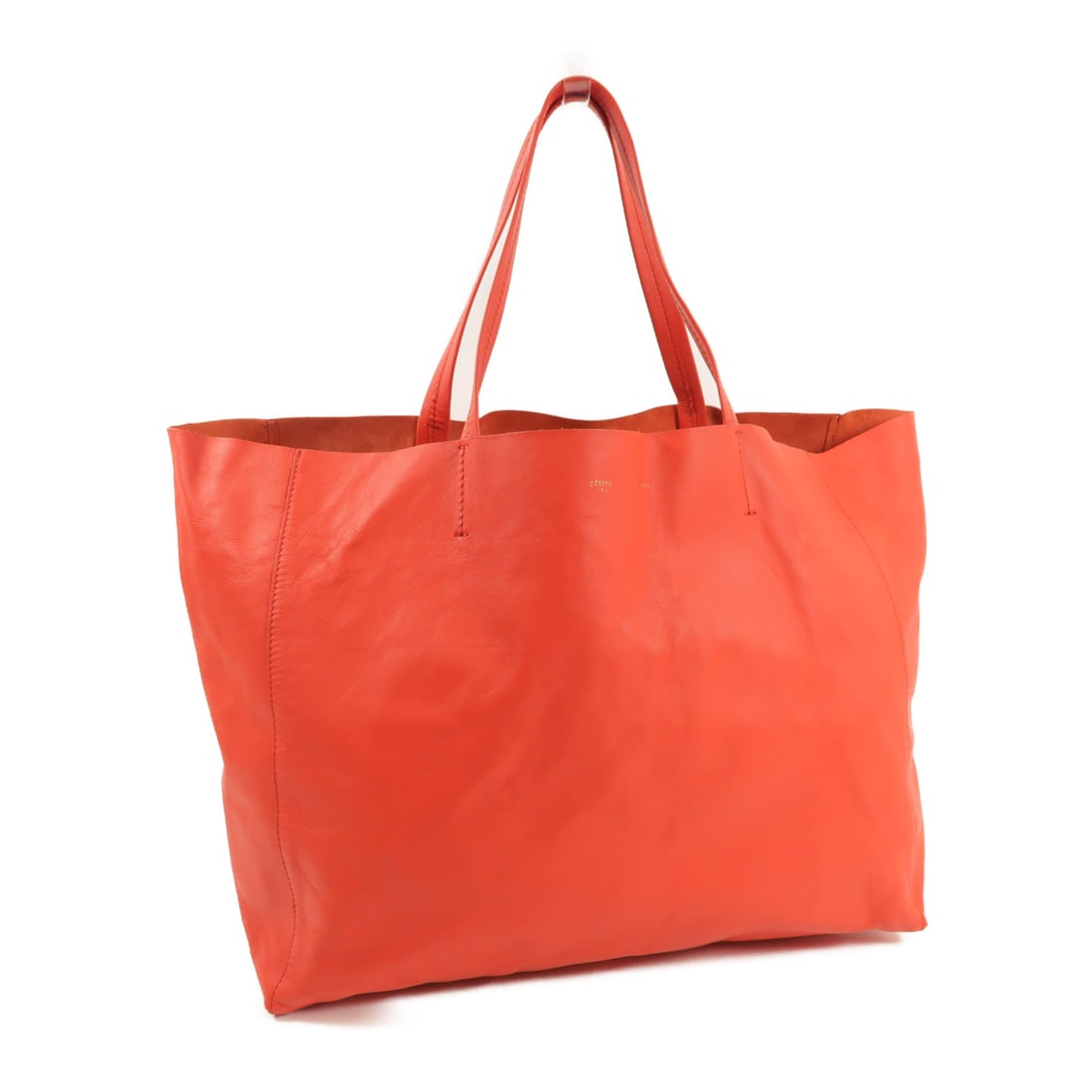 CELINE Sheepskin Leather Shoulder Tote Shoulder Bag Shoulder Bag Red Orange Red Lambskin (sheep le (1 of 11)