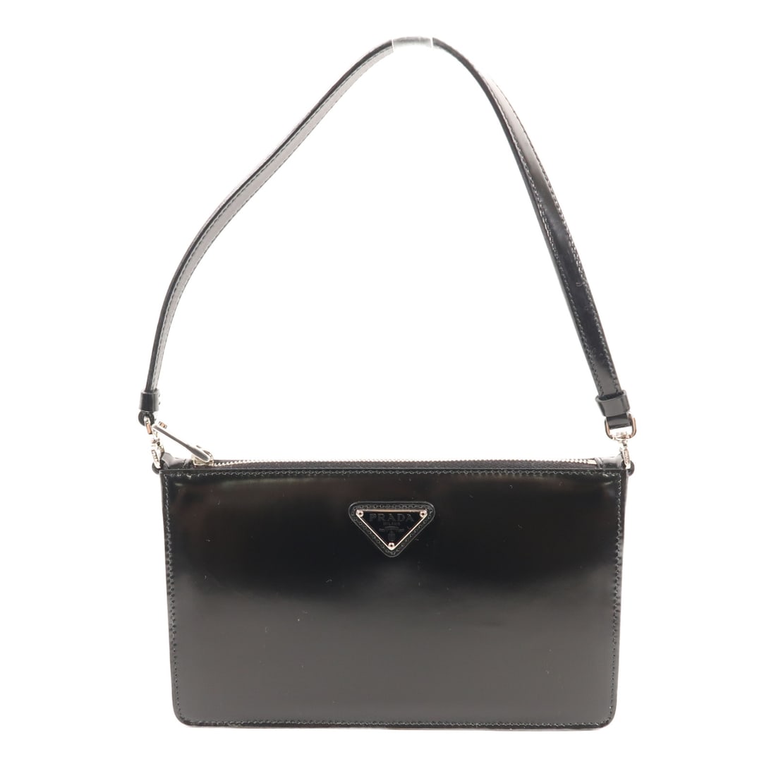 PRADA Cowhide Leather Shoulder Bag Silver Shoulder Bag Shoulder Bag Black Calfskin (cowhide) 1B (1 of 18)