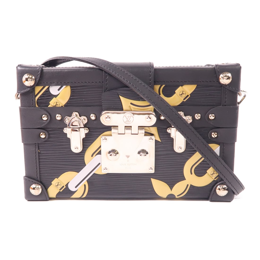 LOUIS VUITTON Epi Chain Flower Petite Malle Silver Shoulder Bag Black Shoulder Bag (1 of 18)