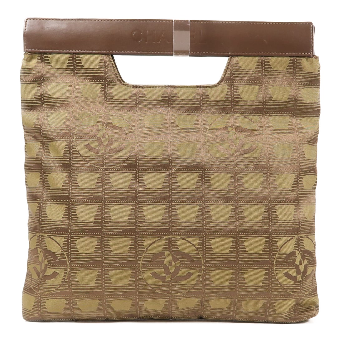 CHANEL Brown Green Nilong Hand Bag Silver Buckle Handbag Handbag Nylon: Item Name: CHANEL Brown Green Nilong Hand Bag Silver Buckle Handbag Handbag Nylon Brand: CHANEL Model No.: Size: x W:27cmH:28cm x D:3cm(W:10.6 inch x H:11.0 inch x D:1.2 inch )Handle?11cm(4.3 inch ) C