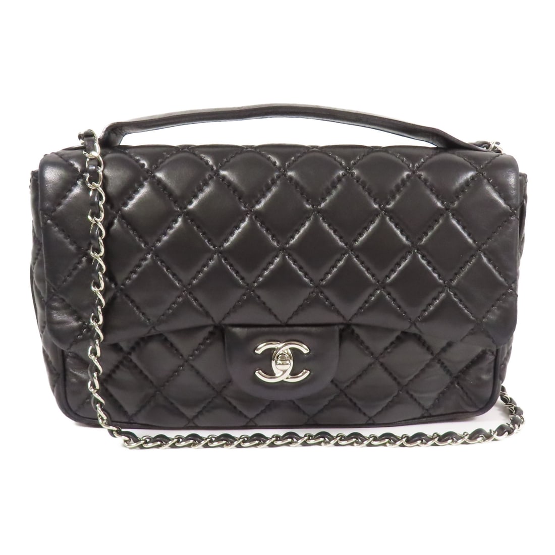 CHANEL Black Black Cowhide Leather 2 Way Shoulder Bag Ginko Hand-Handed Shoulder Bag 2wayShoulder: Item Name: CHANEL Black Black Cowhide Leather 2 Way Shoulder Bag Ginko Hand-Handed Shoulder Bag 2wayShoulder Bag Calfskin (cowhide Brand: CHANEL Model No.: Size: x W:29cmH:18cm x D:7.5cm(W:11.4 inch x