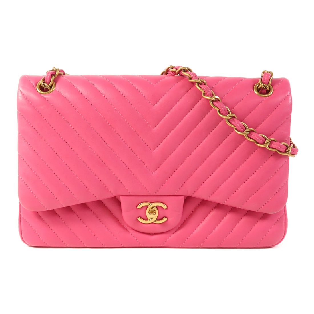 CHANEL Pink Pink Sheepskin Leather Large Classic Golden Cross Shoulder Back Bag Shoulder Bag (1 of 13)