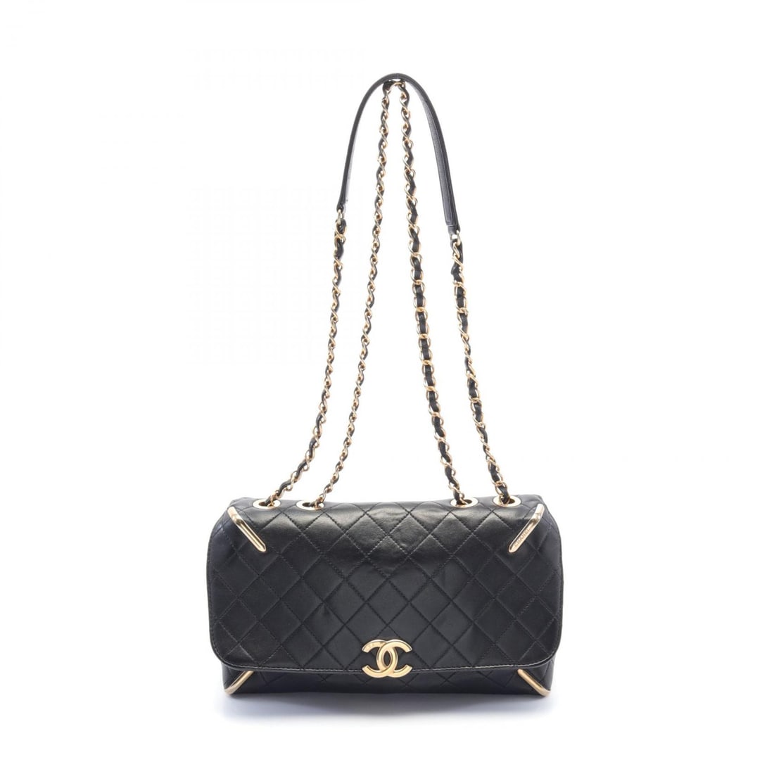 CHANEL Black Black Sheepskin Leather Chain Shoulder Bag Shoulder Bag Lambskin (sheep leather): Item Name: CHANEL Black Black Sheepskin Leather Chain Shoulder Bag Shoulder Bag Lambskin (sheep leather) Brand: CHANEL Model No.: Size: x W:27cmH:18cm x D:9cm(W:10.6 inch x H:7.1 inch x D:3.5 inch ) C