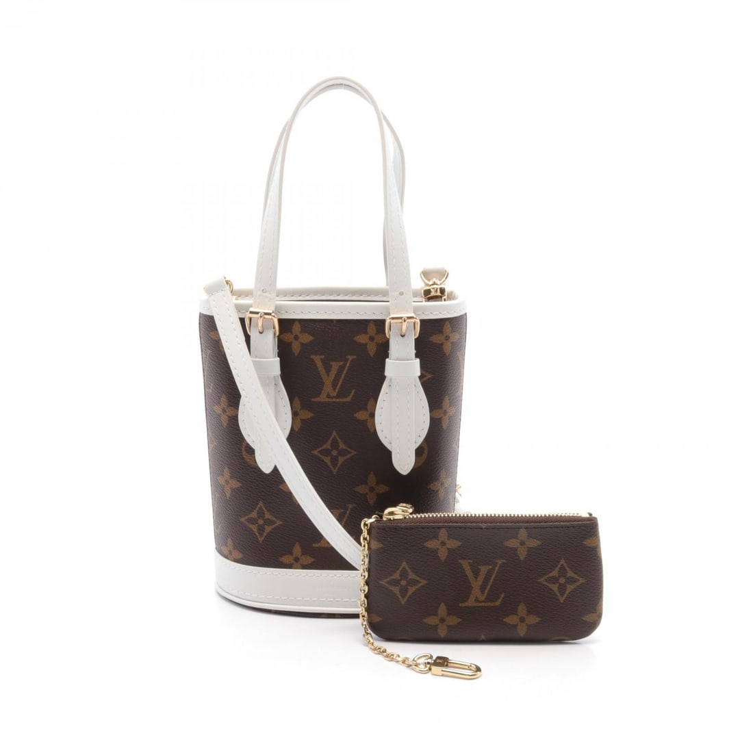 LOUIS VUITTON Monogram Nano Bucket Hand-milled bag for shoulder and back Brown White Brown/Whi (1 of 5)