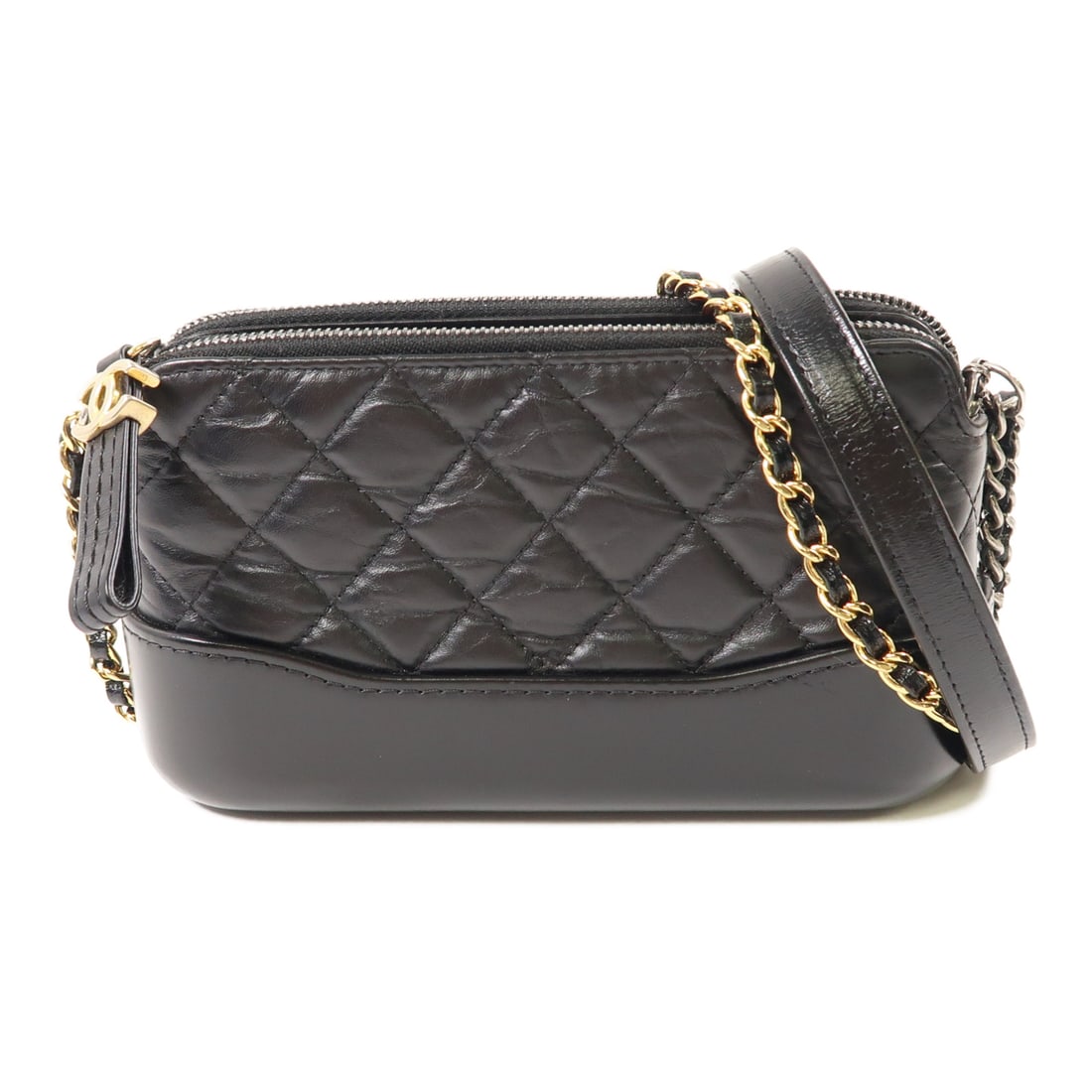 CHANEL Black Black Cowhide Leather Gabrielle WOC Wallet On Chain Shoulder Bag Gold Chain Shoul (1 of 20)