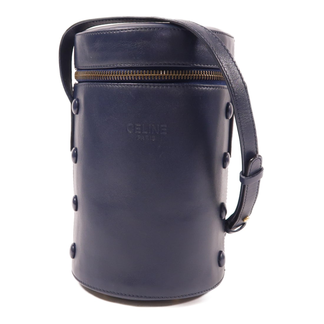 CELINE Cowhide Leather Shoulder Bag Golden Shoulder Bag Shoulder Bag Blue Blue Calfskin (cowhide) (1 of 11)