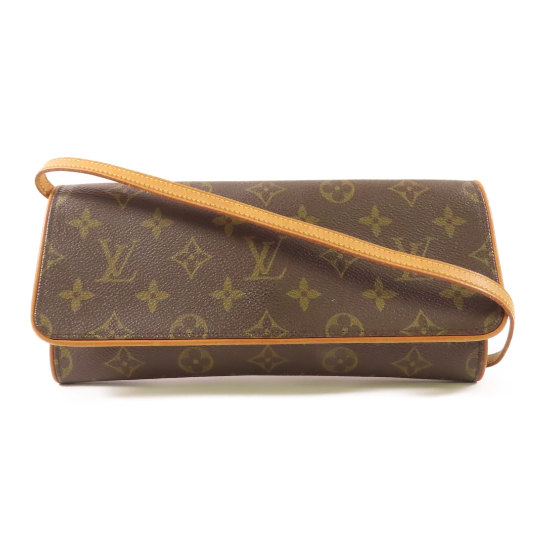 LOUIS VUITTON Monogram Pochette Twin GM Golden Pochette Shoulder Back Bag Brown Shoulder Bag M5 (1 of 20)