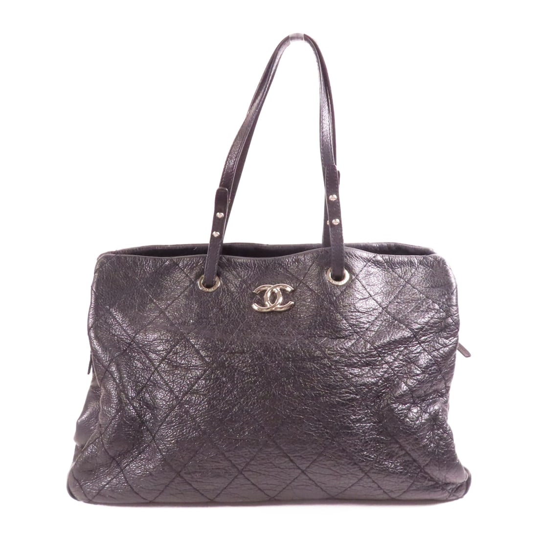 CHANEL Black Black [Decrease Yuei] Cowhide Leather Tote Bag Ginseng Handbag Tote Bag Calfskin (1 of 16)