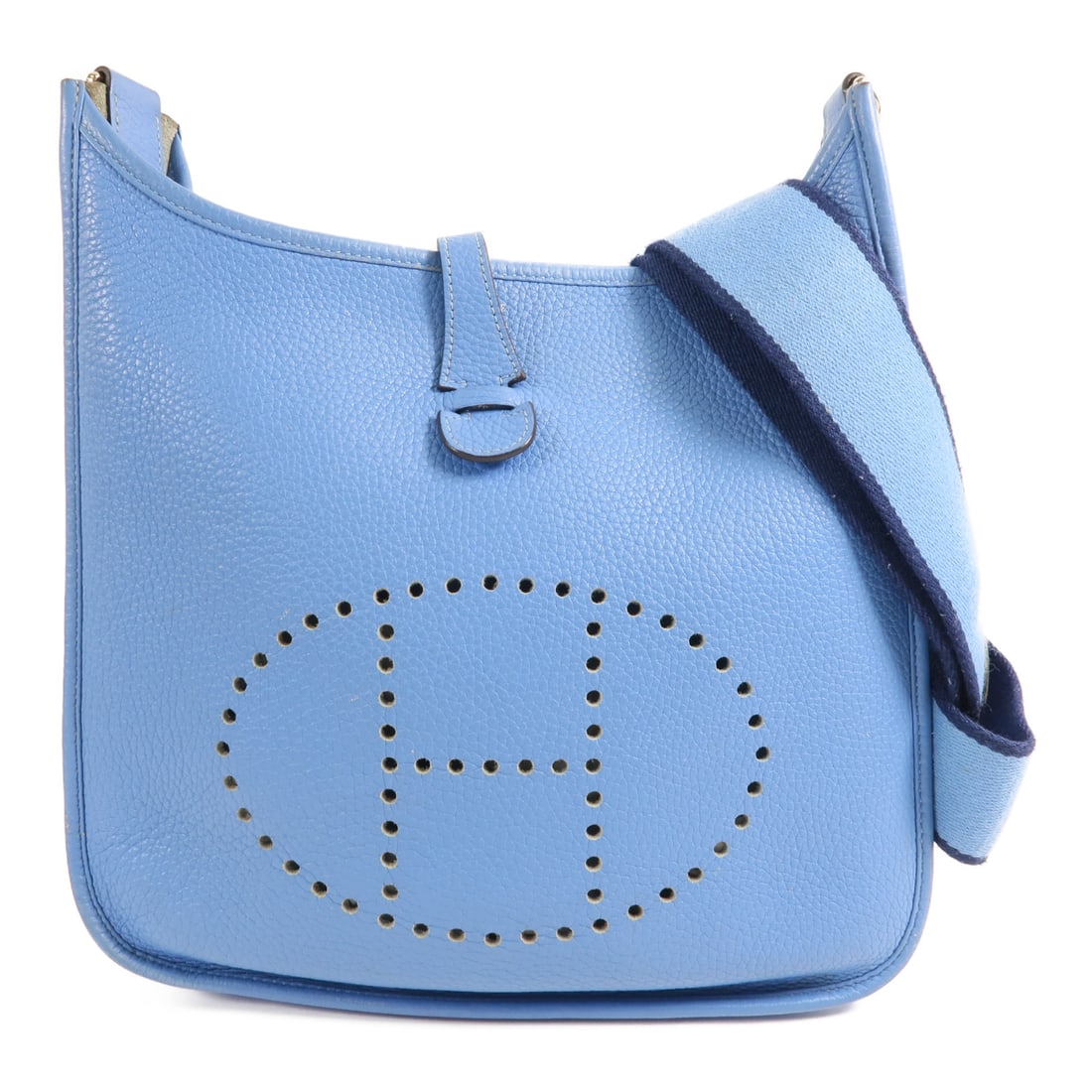 HERMES Clemence Leather Evelyne PM Silver Shoulder Back Bag Bleu Paradis Shoulder Bag Blue paradise (1 of 16)