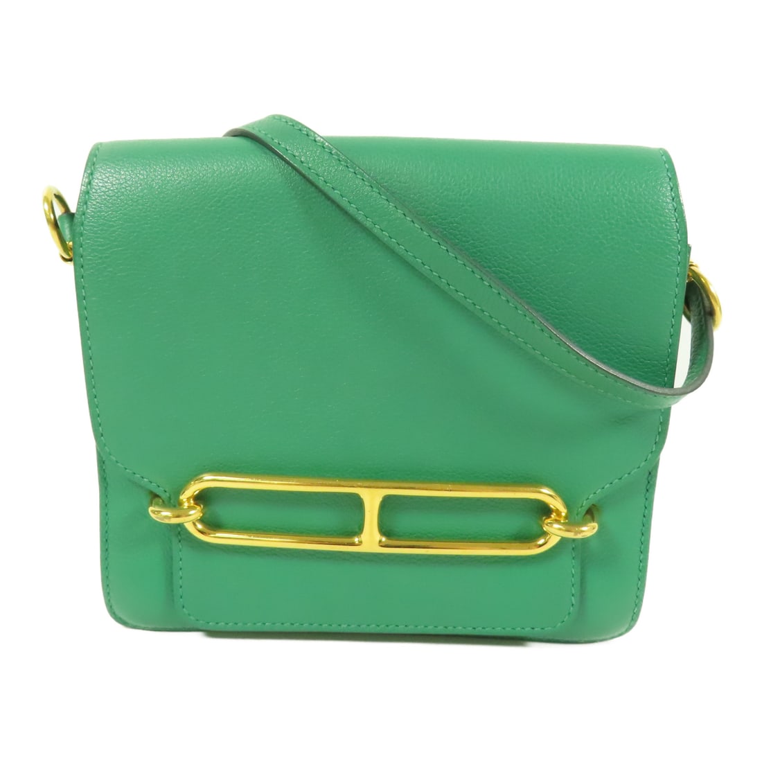HERMES Clemence Leather Mini Roulis Shoulder Bag Mentha Shoulder Bag Green Taurillon Clemence (1 of 16)