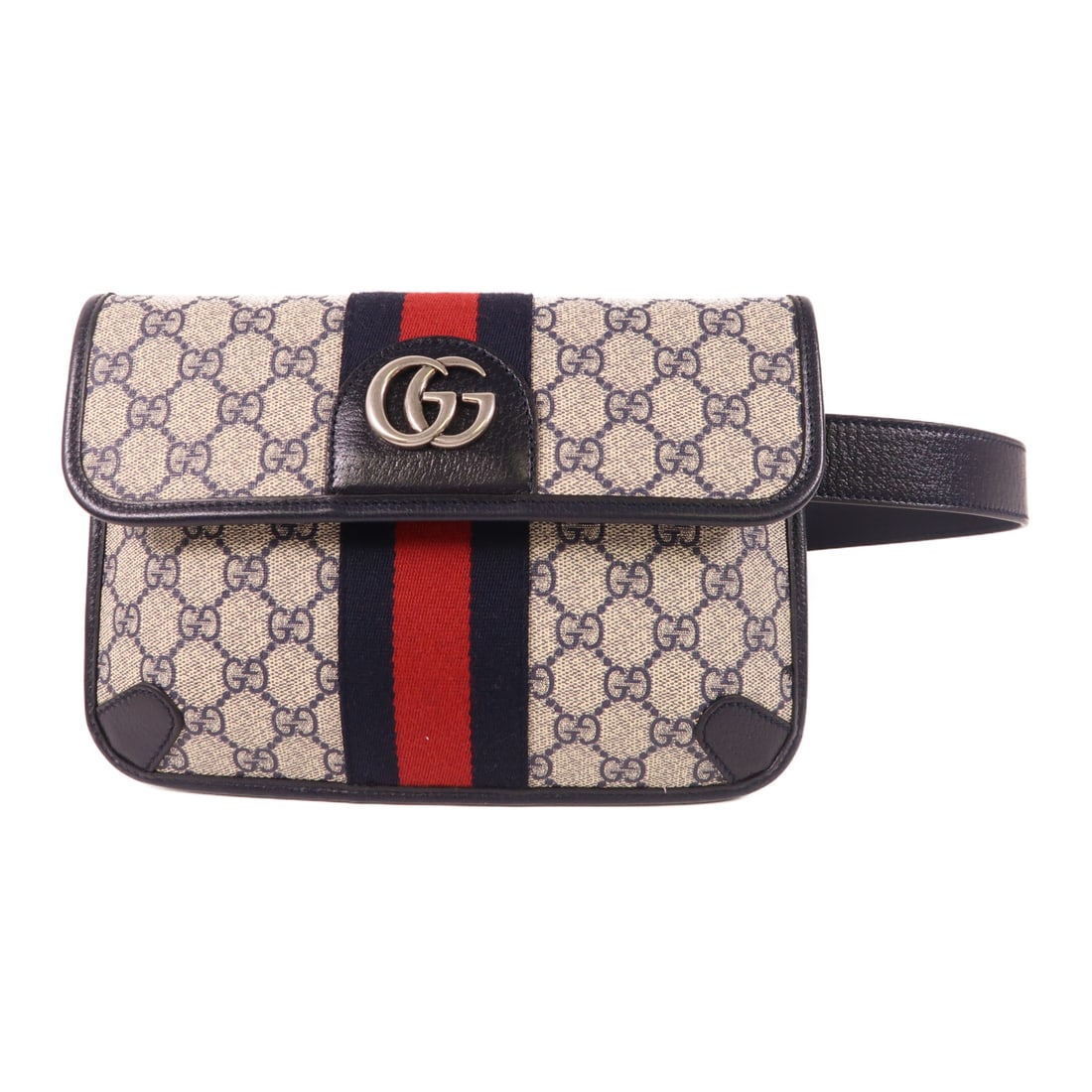 GUCCI Painted canvas Ophidia GG Supreme silver waistband Waist bag Body bag Navy Navy/Grey PVC (1 of 20)