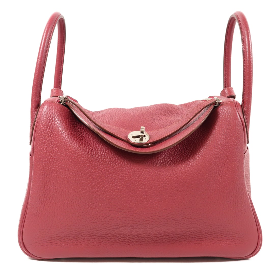 HERMES Clemence leather Lindy 30 silver hand-turned shoulder and back bag 2wayShoulder Bag Ruby (1 of 13)