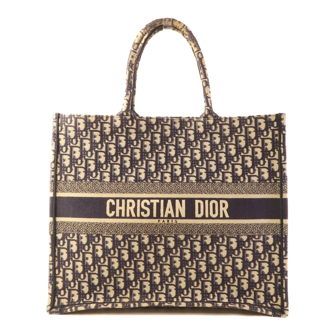 Dior Canvas Book Tote Handmade Bag Tote Bag Blue Beige canvas M1286 (1 of 15)