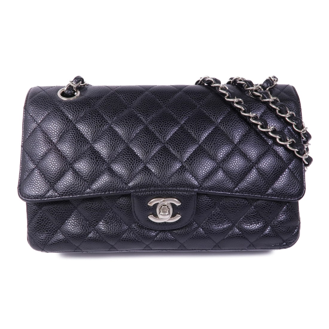 CHANEL Black Black Cowhide leather Classic 25 silver crosshair shoulder bag Shoulder Bag Calfskin (1 of 16)