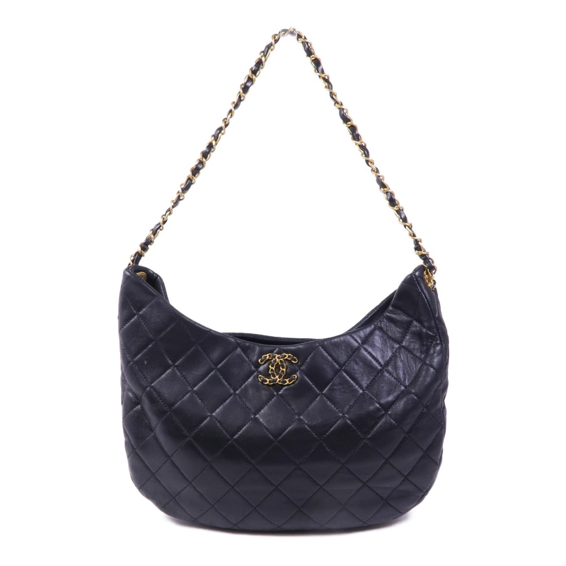 CHANEL Black Black Cowhide Leather Hobo Bag Gold Triangle Shoulder Back Bag Shoulder Bag Calfskin: Item Name: CHANEL Black Black Cowhide Leather Hobo Bag Gold Triangle Shoulder Back Bag Shoulder Bag Calfskin (cowhide) Brand: CHANEL Model No.: Size: x W:30cmH:18cm x D:6cm(W:11.8 inch x H:7.1 inch x