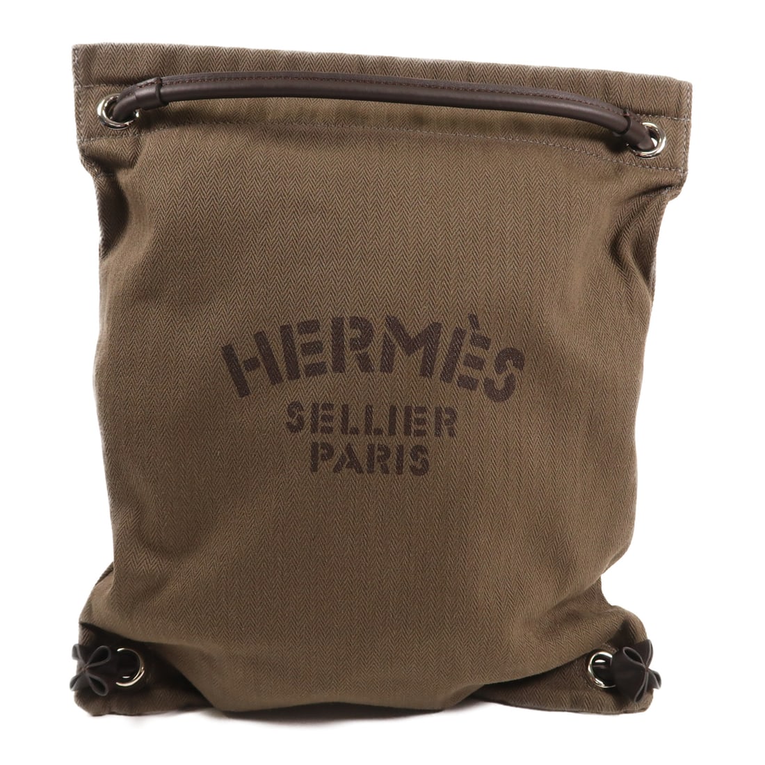 HERMES Canvas/Leather Maline Grooming Bag Backpack Rucksack Backpack Green Green canvas Z/Green (1 of 13)