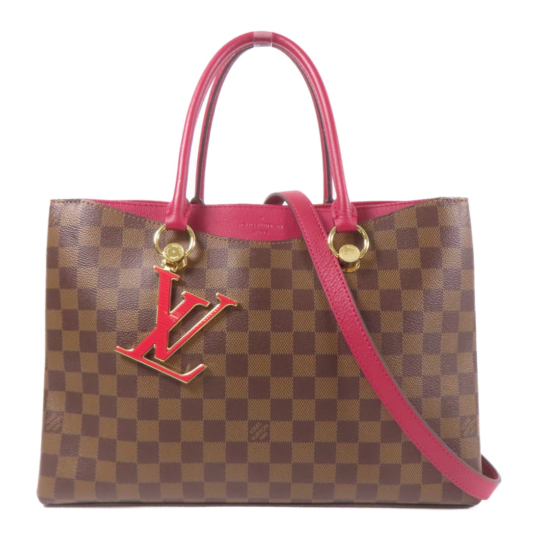 LOUIS VUITTON Damier Rivierside Hand-Handed Bag for Shoulders and Backs Brown Red Red Shoulder: Item Name: LOUIS VUITTON Damier Rivierside Hand-Handed Bag for Shoulders and Backs Brown Red Red Shoulder Brand: LOUIS VUITTON Model No.: M40052 Size: x W:35cmH:24cm x D:12cm(W:13.8 inch x H:9.4 inch