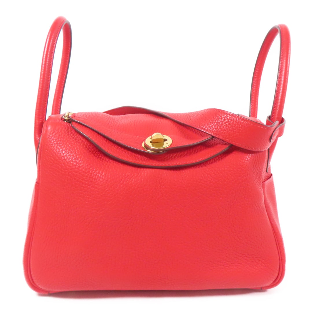 HERMES Clemence Leather Lindy 26 Gold Hand-Handed Shoulder and Back Bag Rouge Tomate 2wayShould (1 of 14)