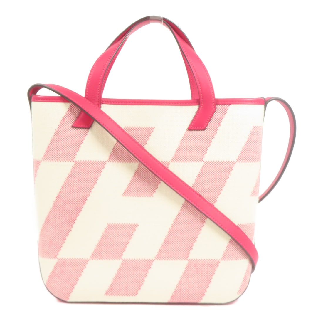 HERMES Canvas Cabas H En Biais 27 Hand-Handed Bag for Shoulders and Backs Rose Shocking 2wayShoulder (1 of 12)