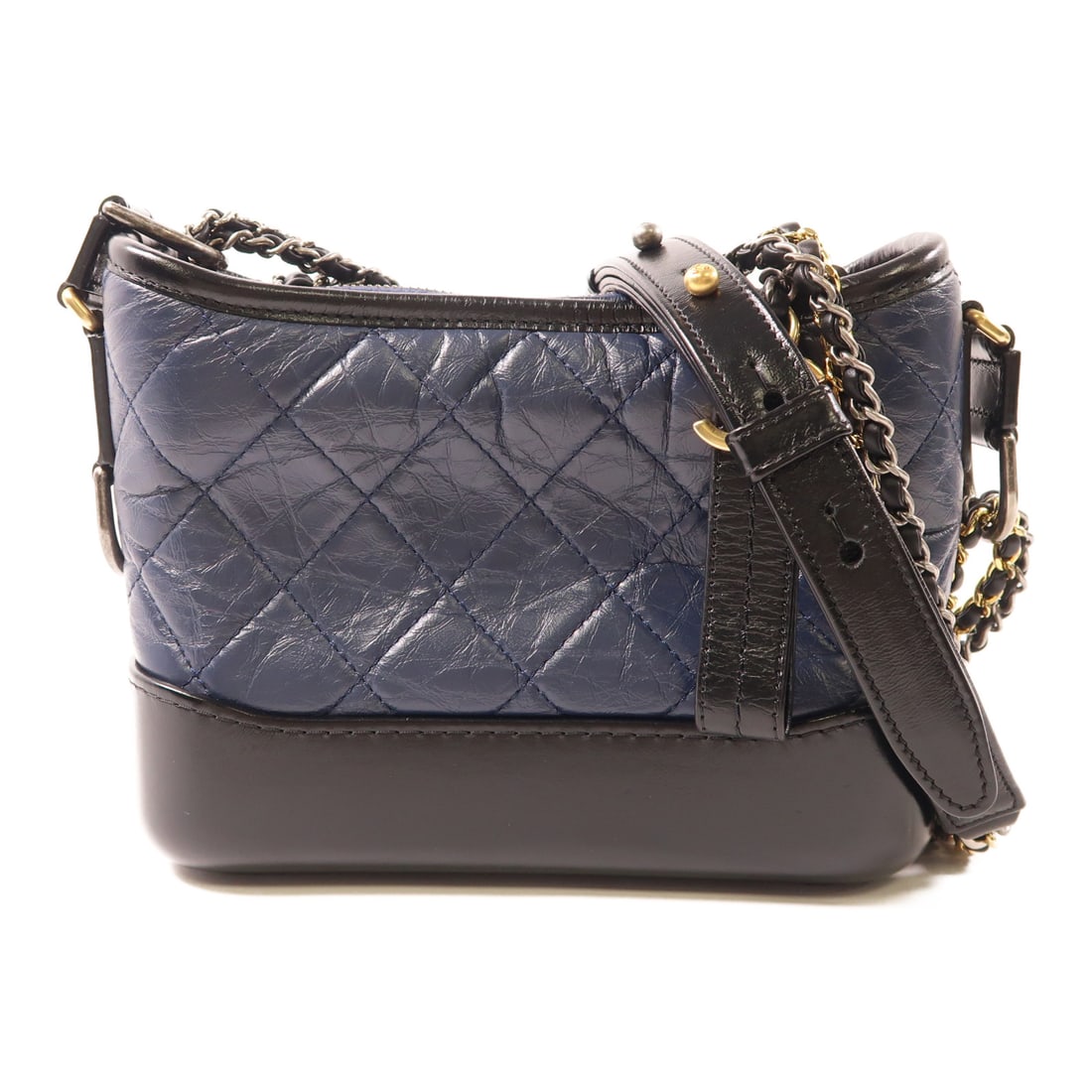 CHANEL Navy Black Navy/Black Cowhide leather Gabrielle crossbody shoulder bag deep blue/black S (1 of 14)