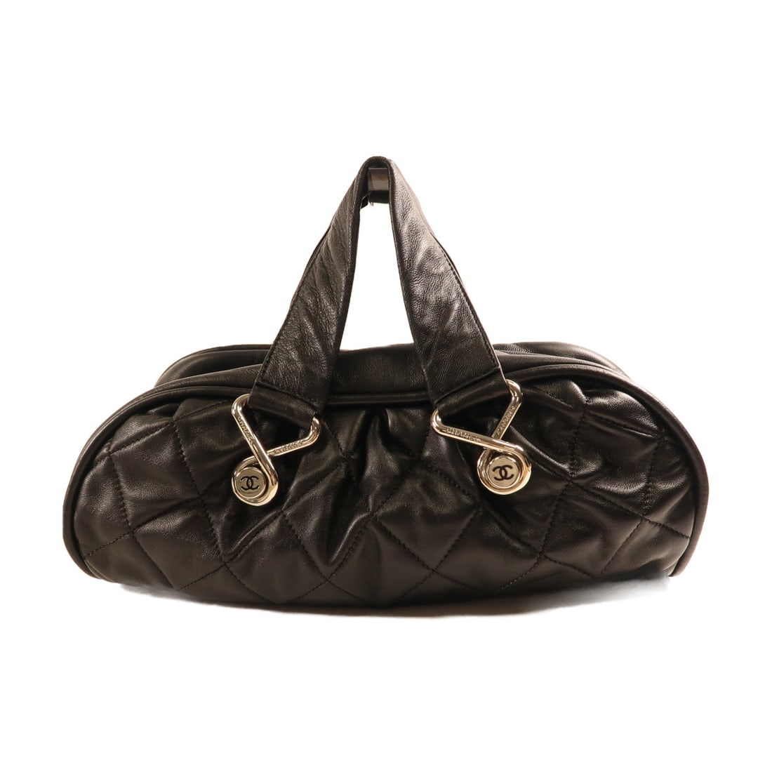 CHANEL Black Black Sheepskin Leather Shoulder Bag Silver Shoulder Bag Handbag Lambskin (sheep lea (1 of 20)