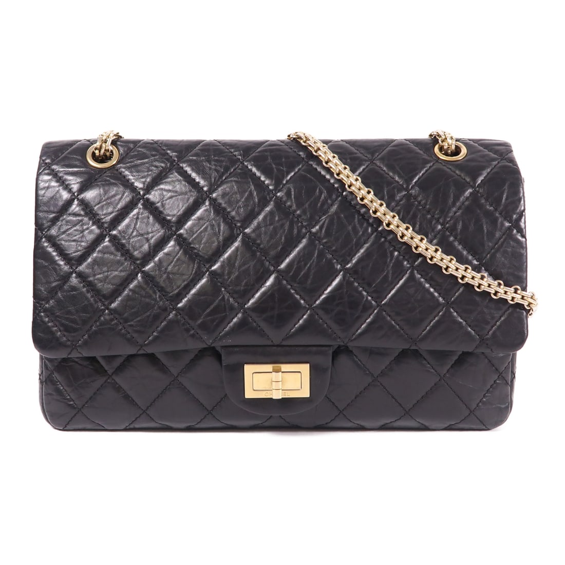 CHANEL Black Black Cowhide leather 2.55 gold cross shoulder bag Shoulder Bag Calfskin (cowhide (1 of 14)
