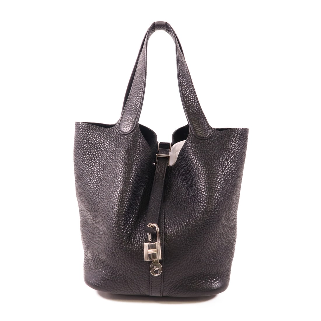 HERMES Clemence Leather Picotin MM Ginpaku Handmade Bag Noir Handbag Noir Black Black Noir/PHW (1 of 16)