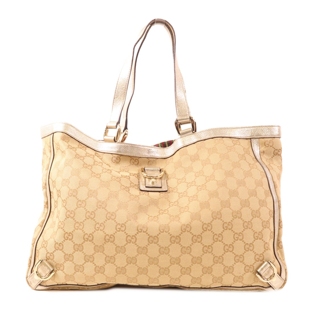 GUCCI Canvas Tote Bag Kinsaku Handmade Bag Tote Bag Brown Gold Gold GG canvas 141472 (1 of 15)