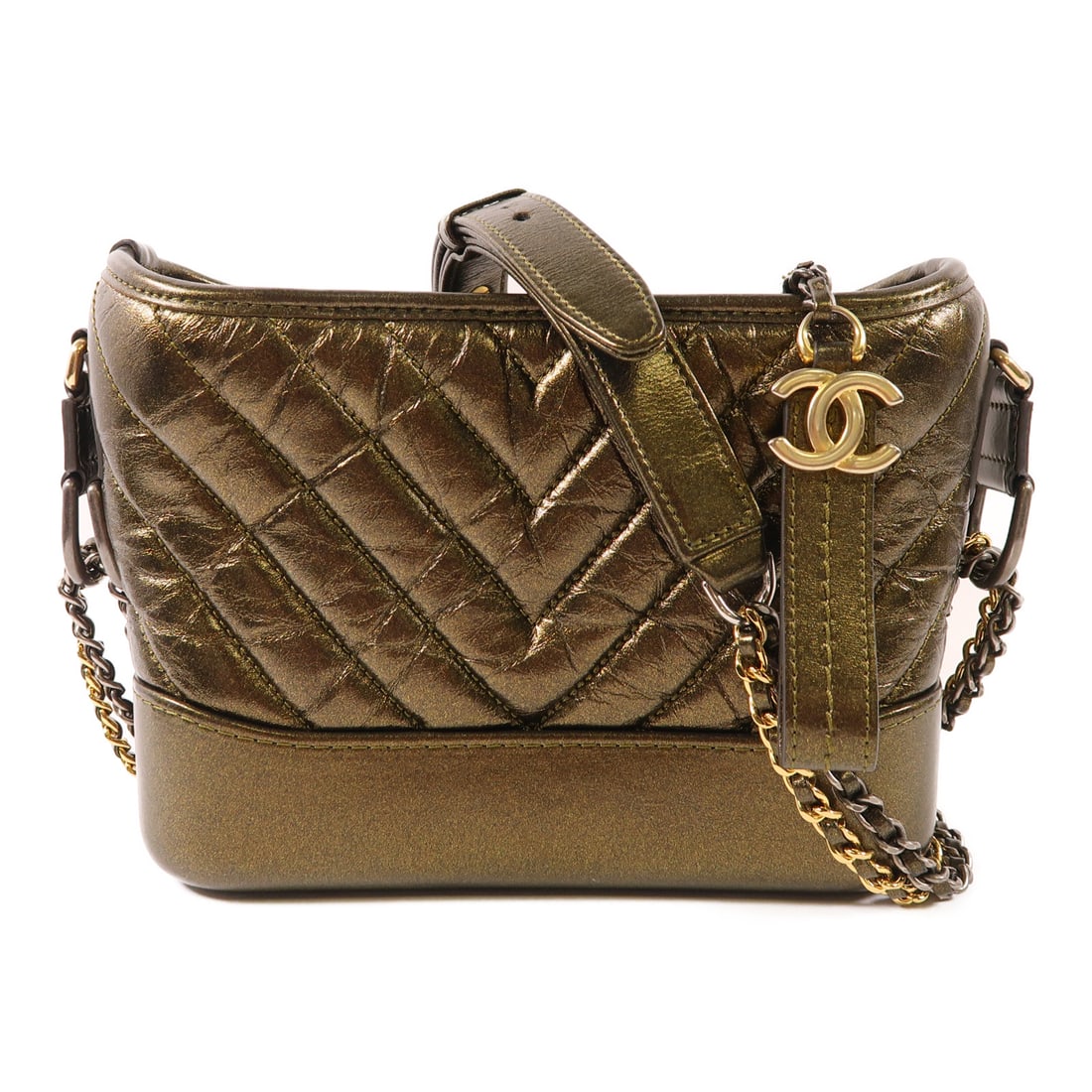 CHANEL Gold Gold Cowhide Leather Gabrielle Small Crossbody Shoulder Bag Shoulder Bag Calfskin (1 of 20)