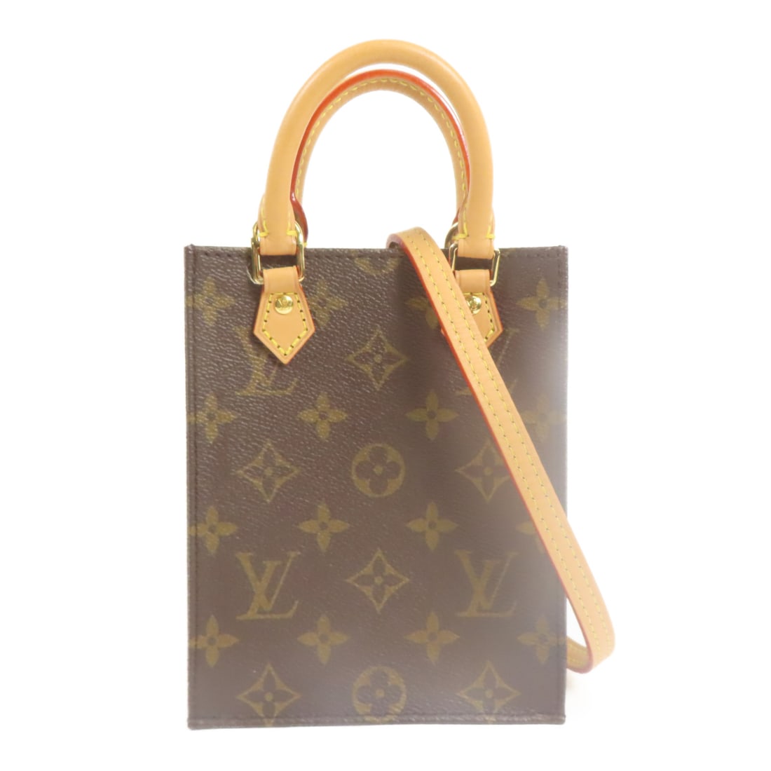 LOUIS VUITTON Monogram Petit Sac Plat Hand-Handed Shoulder Bag Monogram Petit Sac Plat Hand-Tur (1 of 14)