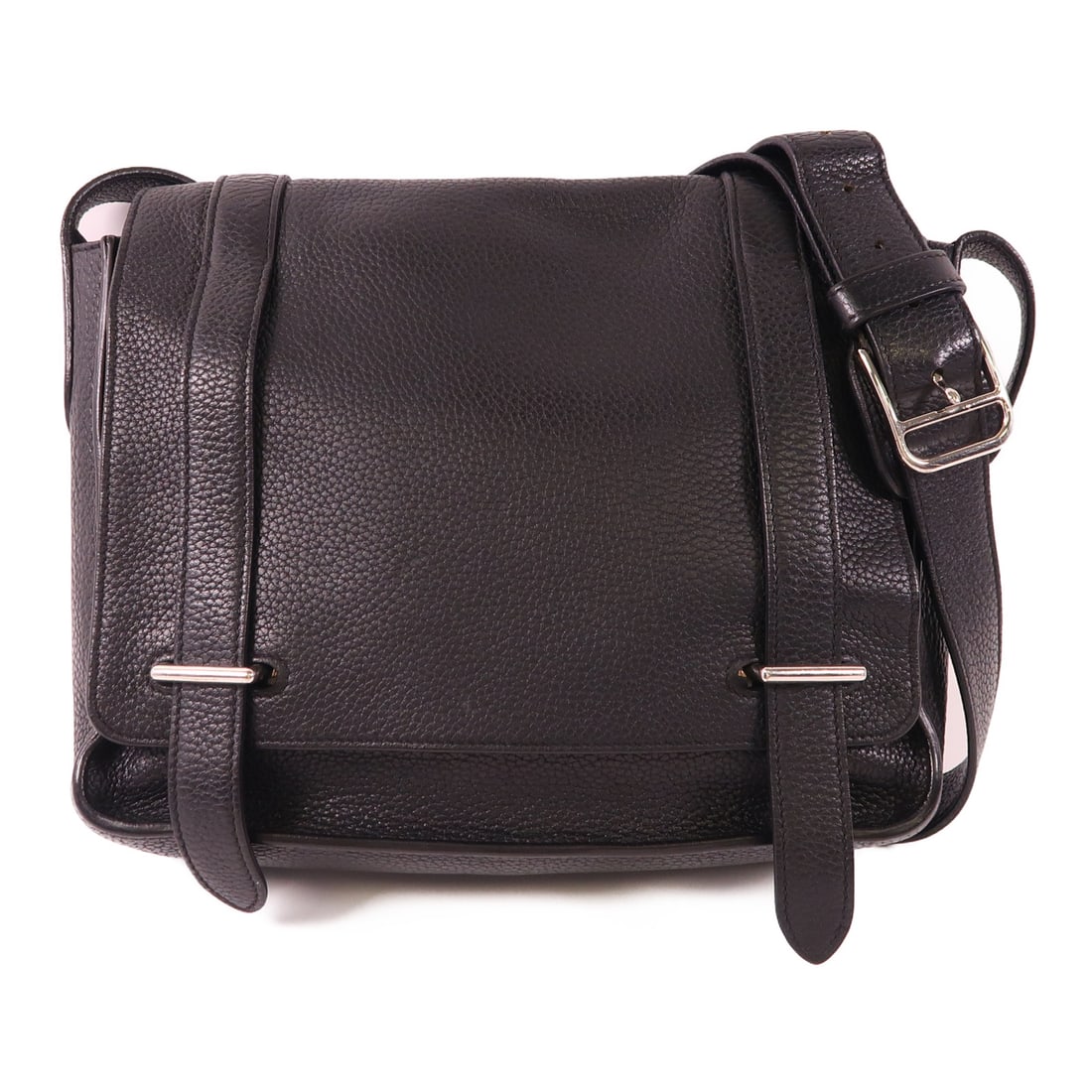 HERMES Clemence Leather Steve 27 Shoulder Back Bag 89 Noir Shoulder Bag Noir Black Black Noir (1 of 17)
