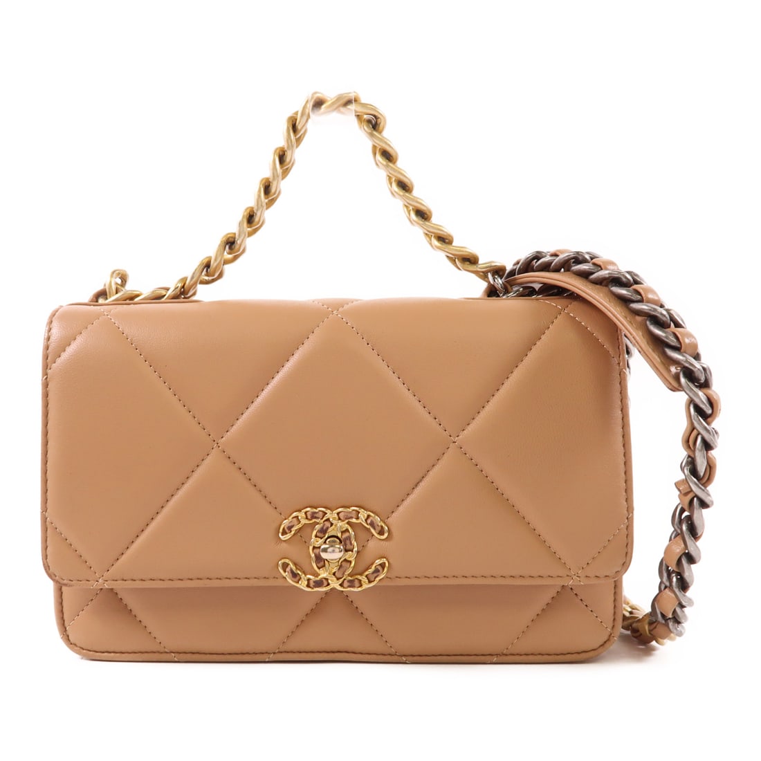 CHANEL Brown Brown Sheepskin Leather C19 WOC Wallet on Chain Hand-Turned Shoulder and Back Bag (1 of 20)