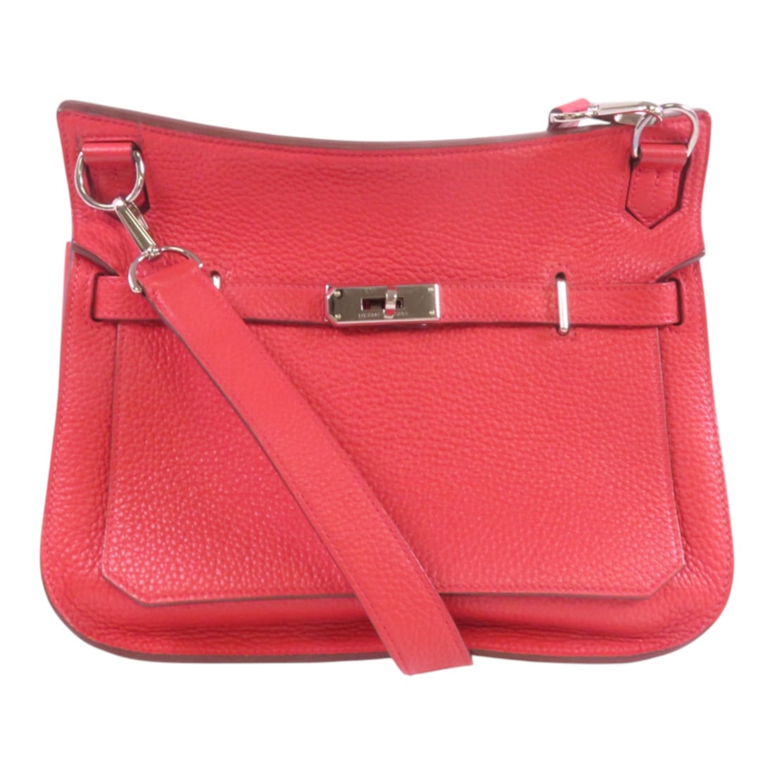 HERMES Clemence Leather Jypsiere 28 Silver Shoulder Bag Shoulder Bag Bougainvillier Red A5/PHW (1 of 20)