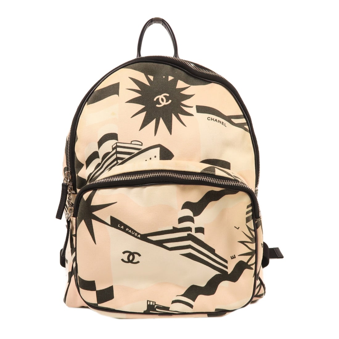 CHANEL Pink Beige Pink/White/Black Canvas Backpack Ginpaku Backpack Powder Red/Rice Color/Green Colo (1 of 20)