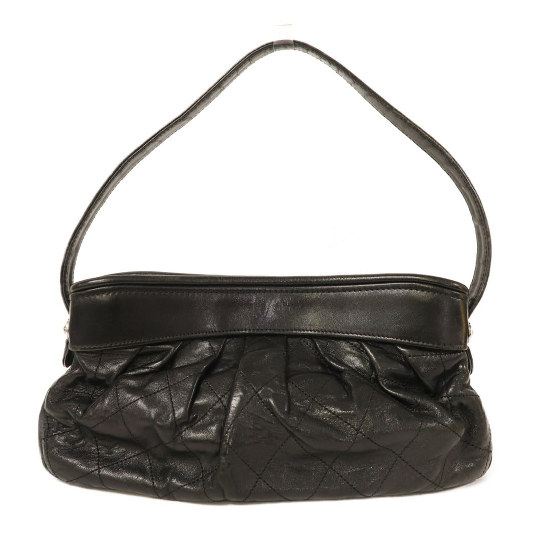 CHANEL Black BK [Dramatically reduced Yue] Cowhide Leather Shoulder Bag Shoulder back bag Black (1 of 12)