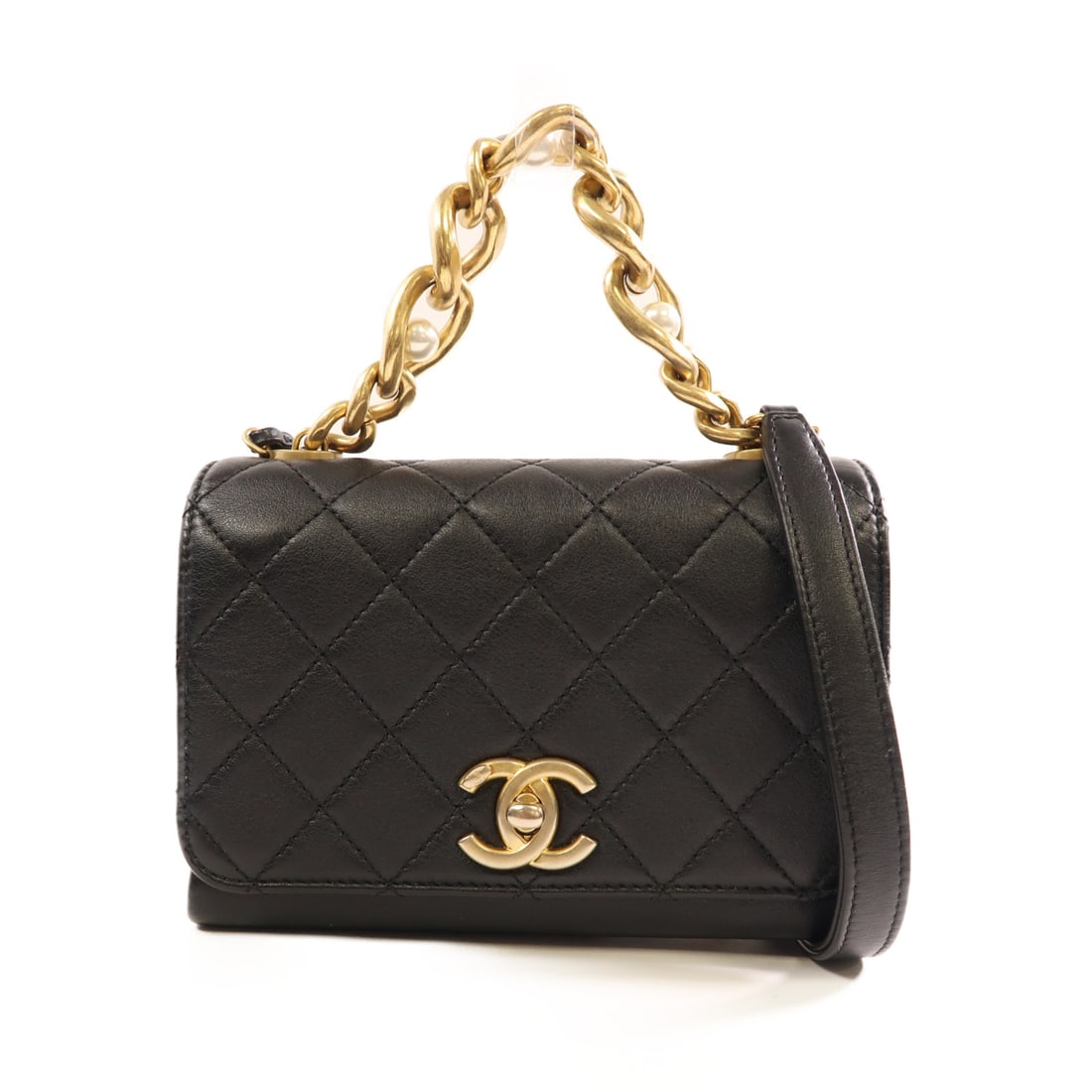 CHANEL Black Black Cowhide Leather 2 Way Shoulder Golden Shoulder Back Bag 2wayShoulder Bag Calfski (1 of 14)