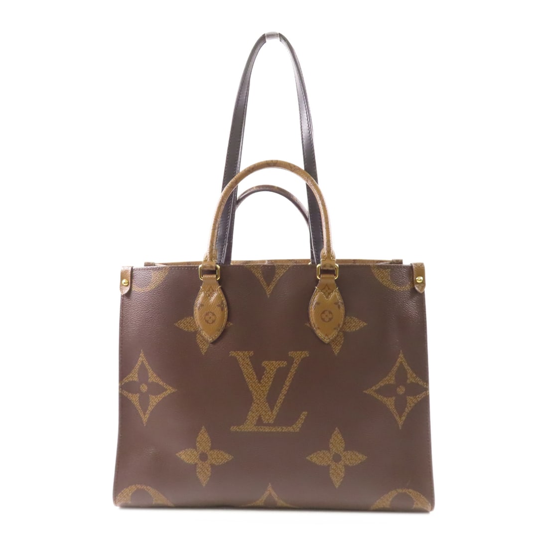 LOUIS VUITTON Monogram Giant/Monogram Reverse On The Go MM Hand-milled Shoulder and Back Bag Brown (1 of 20)