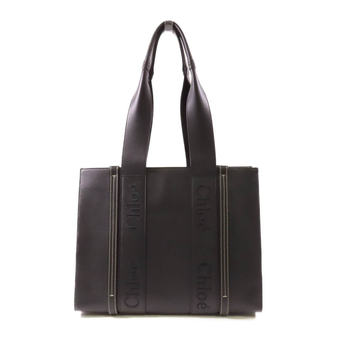 Chloe Cowhide Leather Medium Woody Tote Shoulder Back Bag/Hand Bag Shoulder Bag Black Black Calfsk (1 of 19)