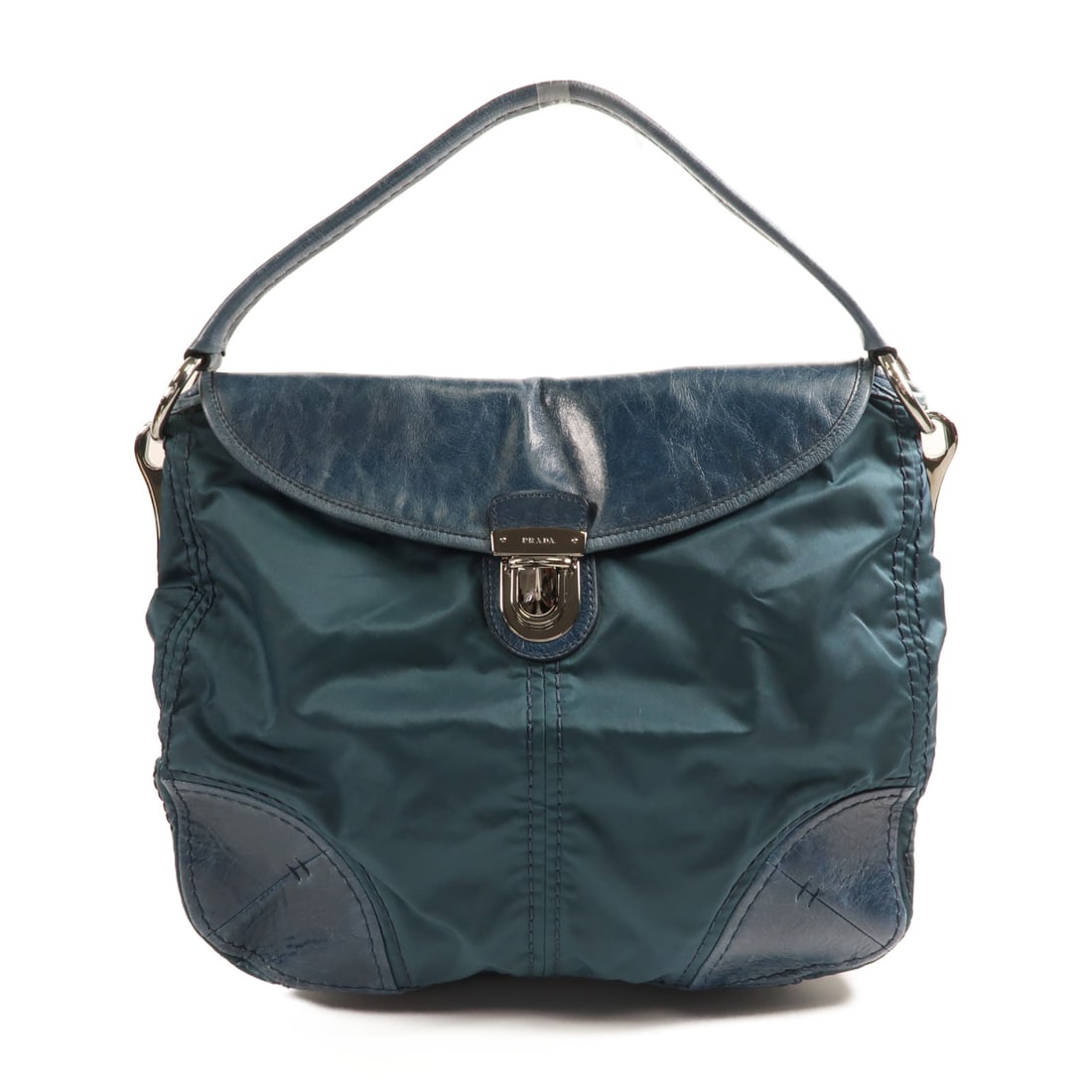 PRADA Niryu/Cowhide Leather Shoulder Bag Silver Shoulder Bag Shoulder Bag Blue Blue Nylon Calfskin: Item Name: PRADA Niryu/Cowhide Leather Shoulder Bag Silver Shoulder Bag Shoulder Bag Blue Blue Nylon Calfskin Brand: PRADA Model No.: BR4688 Size: x W:37cmH:33cm x D:13cm(W:14.6 inch x H:13.0 inch x D