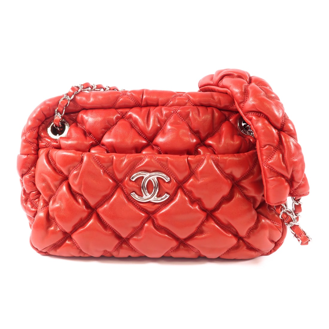 CHANEL Red Red Cowhide Leather Shoulder Bag Silver Shoulder Bag Shoulder Bag Calfskin (cowhide) (1 of 16)